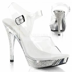 FABULICIOUS Elegant-408 Gold Silver Rhinestone Fitness Model Comp Wedding Heels