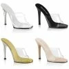 FABULICIOUS Gala-01 Clear Black Gold Nude Fitness Model Comp Slides 4.5" Heels