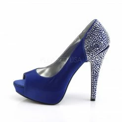 FABULICIOUS Lolita-08 Blue Red Satin Rhinestone Wedding Dress Formal Heels Pumps