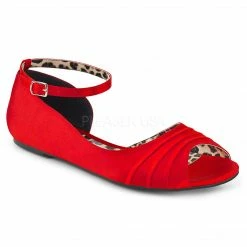 Discontinued PLEASER PINK LABEL Anna-03 Red Black Silver Satin Flats Drag 8-15