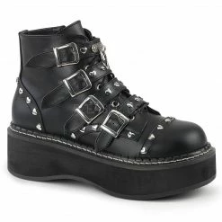DEMONIA Emily-315 Goth Punk Heart Studs Studded Combat 2" Platforms Ankle Boots