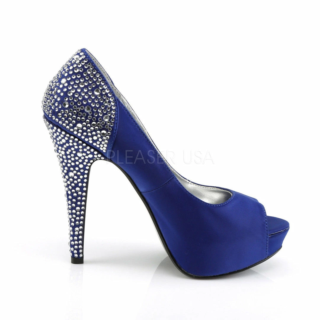 FABULICIOUS Lolita-08 Blue Red Satin Rhinestone Wedding Dress Formal Heels Pumps