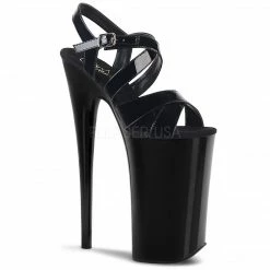 Heels PLEASER Beyond-097 Black White Strappy Stripper Pole Burlesque Showgirl 10