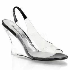 Discontinued FABULICIOUS Lovely-450 Clear Dress Slingback Wedges Sandals Heels