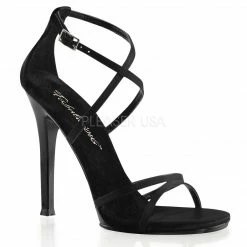 FABULICIOUS Gala-41 Black Satin Strappy Dress Formal Wedding Party 4.5" Heel