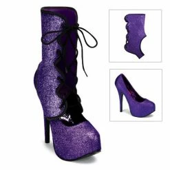 Discontinued BORDELLO Teeze-31G Glitter Burlesque Pinup Detachable Shaft Heels