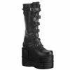 DEMONIA Stack-308 Men's Unisex Goth Punk Cyber Zig Zag Straps 7" Platform Boots