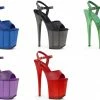PLEASER Flamingo-809T Blue Black Purple Red Tinted Pole Dancer Platform 8" Heels