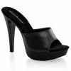 FABULICIOUS Cocktail-501L Black Leather Formal Dress Party Platform Slides Heels