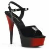 PLEASER Delight-609BR Black Red Two Tone Sandals Dancer Club 6" Platforms Heels