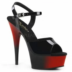 PLEASER Delight-609BR Black Red Two Tone Sandals Dancer Club 6" Platforms Heels