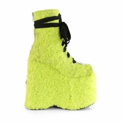 DEMONIA Slay-206 Lime Green Faux Fur Googly Eyes Funky 7