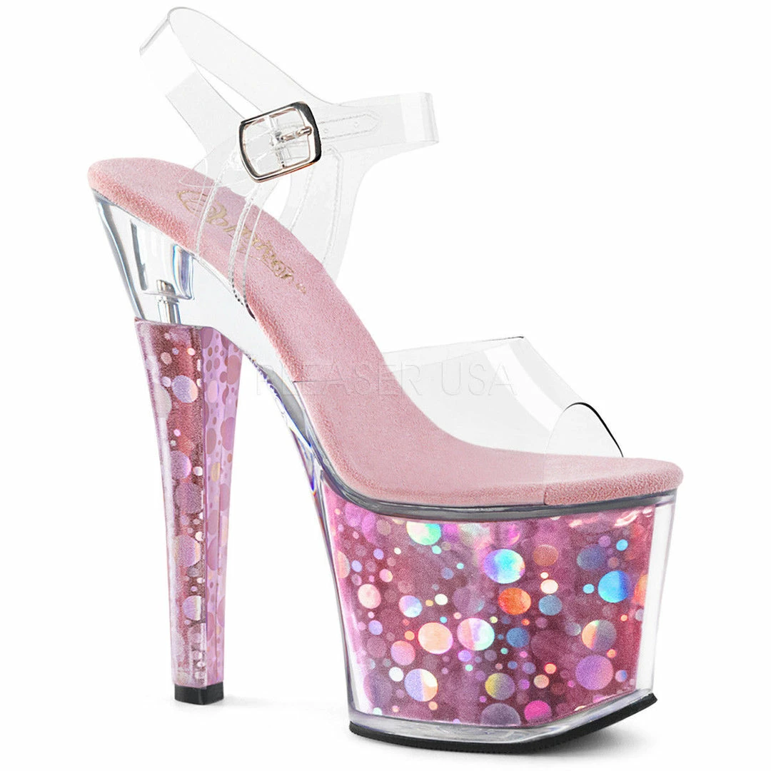 PLEASER Radiant-708BHG Holographic Stripper Pole Dancer Club Platforms 7" Heels
