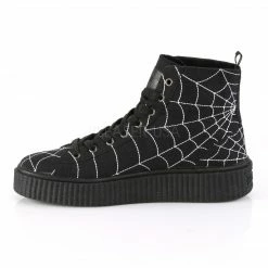Mens/Unisex DEMONIA Sneeker-250 Men's Mens Unisex Goth Spider Web High Top Creeper Sneakers