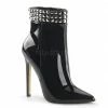 PLEASER Sexy-1006 Black Patent Sexy Club Studded Ankle Boots Stiletto High Heels