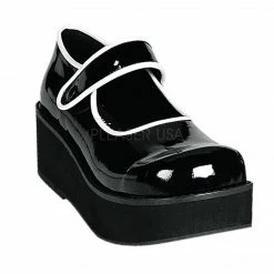 DEMONIA Sprite-01 Black White Goth Lolita Kawaii Rockabilly Platforms Mary Janes