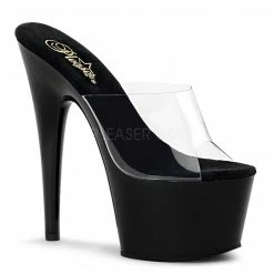 PLEASER Adore-701 Black White Clear Slides Mules Pole Dancer Platforms 7
