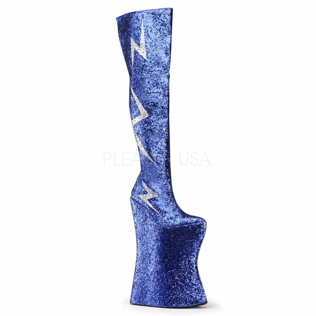 Pleaser Pink Label PLEASER Vivacious-3016 Men's Unisex Glitter Drag Queen Lightning 13.5" Boots