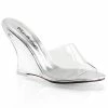 FABULICIOUS Lovely-401 Clear See Through Slides Dress 4" Wedges Sandals Heels