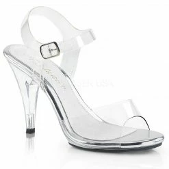 FABULICIOUS Caress-408 Clear Fitness Bikini Comp Ankle Strap Sandals 4" Heels