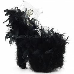 Discontinued PLEASER Flamingo-808F Marabou Feathers Blacklight Reactive Stripper Club 8" Heel
