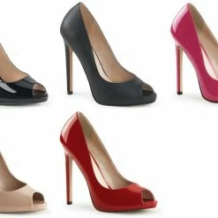 PLEASER Sexy-42 Pink Red Black Nude Dress Party Work Peep Toe Pumps 5" Heels