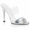 Heels FABULICIOUS Gala-02L Clear Silver Dual Band Strap Dress Formal Wedding 4.5" Heel