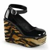 Discontinued DEMONIA Poison-03 Goth Tiger Faux Fur Ankle Strap Platforms Heels
