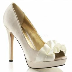 Discontinued FABULICIOUS Lumina-42 Satin Frilled Dress Formal Wedding Pump Heels