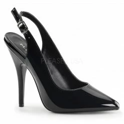 PLEASER Seduce-317 Black Slingbacks Pumps 5" Heels Drag Women's Plus Size 4-15