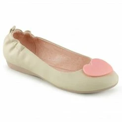Discontinued PINUP COUTURE Olive-05 Black Cream Heart Elasticated Foldable Flats