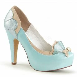Discontinued PINUP COUTURE Bettie-20 Pink Blue Pin Up Scalloped Pearl Pumps Heel