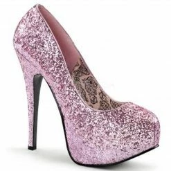 Discontinued BORDELLO Teeze-06G Silver Pink Purple Green Glitter Burlesque Heels