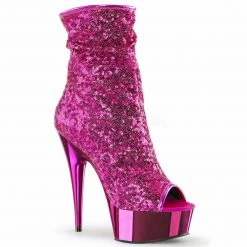 Discontinued PLEASER Delight-1008SQ Sequins Chrome Club Burlesque Ankle Calf Boots Heels 4-11