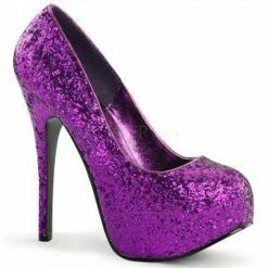 Discontinued BORDELLO Teeze-06G Silver Pink Purple Green Glitter Burlesque Heels