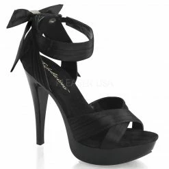 FABULICIOUS Cocktail-568 Black Champagne Red Satin Ribbon Bow Dress Wedding Heel