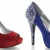 FABULICIOUS Lolita-08 Blue Red Satin Rhinestone Wedding Dress Formal Heels Pumps