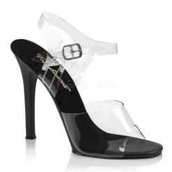 Discontinued FABULICIOUS Gala-08 Clear Fitness Bikini Model Comp Dress 4.5" Heel Heels