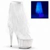 PLEASER Adore-1017MFF UV Reactive Club Marabou Feathers Glitter Platform Heels Boots