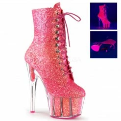 PLEASER Adore-1020G Black Neon UV Pink Silver Gold Glitter Calf Platform Boots