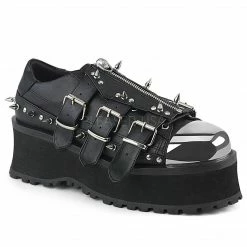 Mens/Unisex DEMONIA Gravedigger-03 Skull Coffin Spike Metal Toe Cap Goth Men's Unisex Shoes
