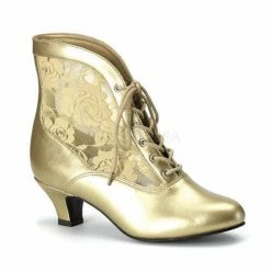 FUNTASMA Dame-05 Black Gold Ivory Victorian Goth Costume Halloween Ankle Boots