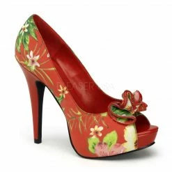 Discontinued FABULICIOUS Lolita-11 Black Red Floral Flower Print Party Heel Pump