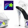 PLEASER Moon-708RSS Stripper Pole Blacklight Reactive Shooting Star 7" Heels