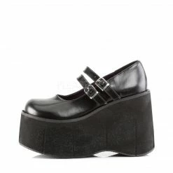 DEMONIA Kera-08 Black Vegan Leather Goth Punk Lolita Double Strap Buckle Mary Janes Platforms Heels