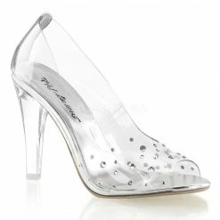 FABULICIOUS Clearly-420 Clear Rhinestones Wedding Formal Cinderella 4.5" Heels