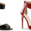 PLEASER Sexy-19 Black Red Dual Buckle Ankle Strap Work Formal Club Pump 5" Heels
