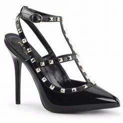 Discontinued PLEASER Amuse-18 Sexy Patent Studded Cage Party Stiletto 5" Heels