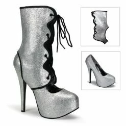 Discontinued BORDELLO Teeze-31G Glitter Burlesque Pinup Detachable Shaft Heels