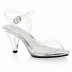 Fabulicious PLEASER Belle-308 Clear Fitness Bikini Comp Ankle Strap Sandals 3" Heels 4-15